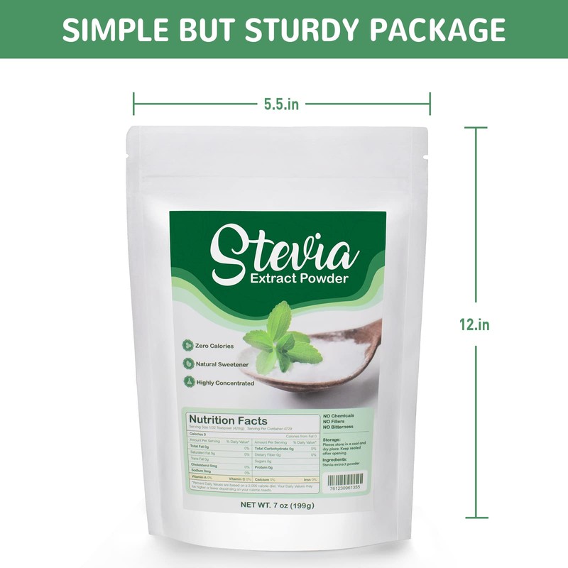 CCnutri Polvo de Stevia puro altamente concentrado 7 oz (199