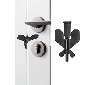 Portable Door Lock for Travel, Black Stainless Steel Security Devices with Pocket, Safety and Privacy Door Locker for Traveling Hotel Home Apartment College