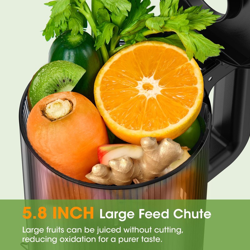 Juicer Machines, 5.8" Wide Feed Chute Cold Press Juicer for