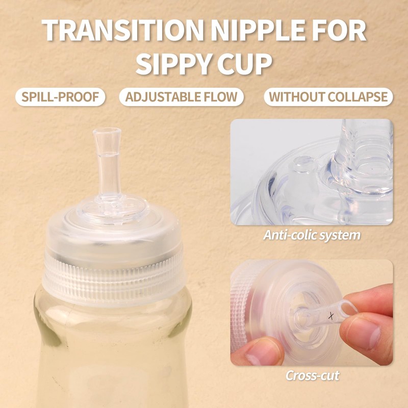 8pcs Nipples for NUK Sippy Straw Cup, Silicone Reusable Baby