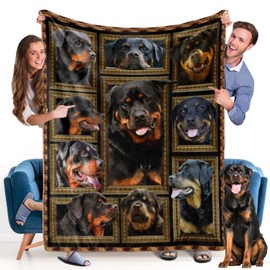 Rottweiler ​Blanket - Fleece Throw Blanket for Couch Super Soft Cozy Bed Blanket Lightweight Plush Fuzzy Blankets and Throws for Sofa, Twin Size 60 x 80 Inch, Gift for Dog Lover