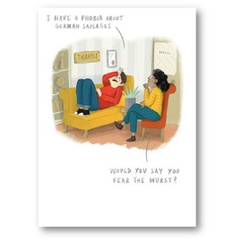 Paperlink Birthday/Blank Funny Card for Men/Women - General Humour Male/Female Card - Phobia of German Sausages - Eco-Friendly and Recyclable