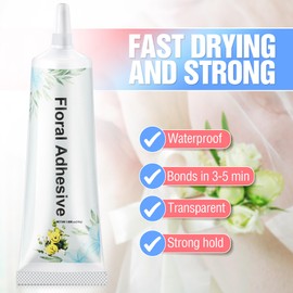 MotiMind 4 Pack Floral Glue, Floral Adhesive Glue for Fresh Flowers, Boutonniere Supplies Wristlets Fast Drying Waterproof Glue with Metal Tip Strong Hold Adhesive Ceramic Glass Fabric Wedding Craft