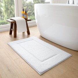 DEXI Bathroom Rug Mat, Ultra Absorbent Soft Bath Rug, Washable Non-Slip Bath Mat for Bathroom Floor, Tub, Shower Room, 24"x16", White