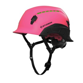Studson SHK 1 Vented Safety Helmet - Ultralight, Brainshield, Modular Brim, Fidlock Buckle, 4 Point Strap, Breathable, Rainproof, 20KV Protection - Pink, M/L, 53-59cm
