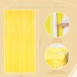 DECOCKRAT 2 Pack Foil Fringe Backdrop - Pastel Yellow Shiny Tinsel Curtains for Party Decoration/Photo Booth Props - 3.3x6.6 FT Metallic Foil Backdrop for Birthday, Wedding, Graduation, Christmas.