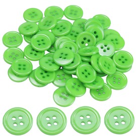 pson 100PCS 15mm Green Round Buttons, Flatback 4-Hole Decorative Buttons for DIY Projects, Arts, Crafts, Clothing