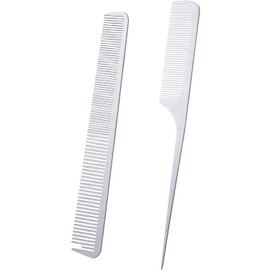 Boao 2 Pcs Metal Rat Tail Combs Stainless Steel Flat Top Barber Combs with Metal Pick for Hair Stylist Women Men Hair Styling Cutting(Silver,Rat Tail and Fine Cutting Comb)