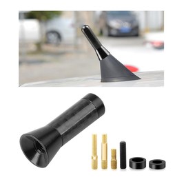 KVAEY Car Short Antenna, 1.37" Stubby Aluminum Aerial Antenna with 4 Screws & 2 Rubber Gaskets, Shorty Carbon Fiber Auto Roof Mount Antenna Replacement for AM/FM Radio Reception (Black)