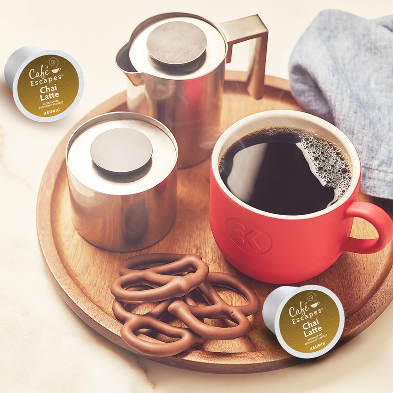 Cafe Escapes, Chai Latte Tea Beverage, Single-Serve Keurig K-Cup Pods,