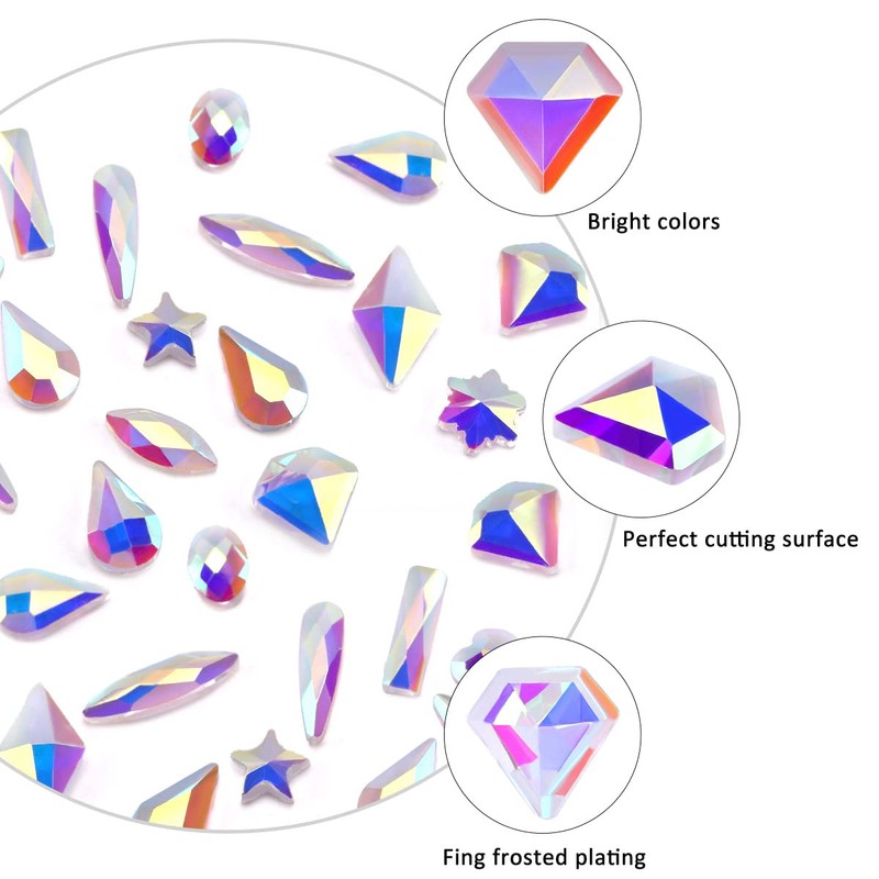 120 Pcs Transparent AB Crystal Flatback Rhinestones Set for Nail,