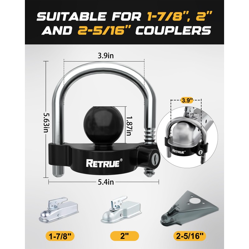 RETRUE Keyed Alike Trailer Lock Set Tow & Store Lock