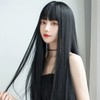 Black Straight Wig with Bangs for Girl,Long Straight Wig for