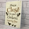 RED OCEAN Close The Gate Sign Chicken Sign Hanging Gate