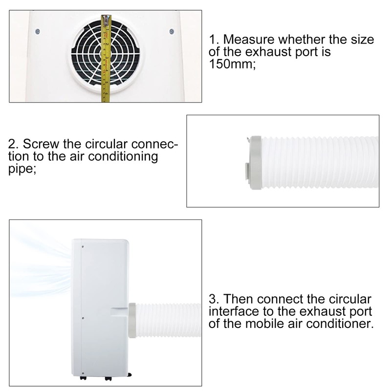 Buachois Air Conditioner Exhaust Hose Connector, ABS Material, Grey, 5.9"