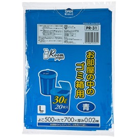 Japax PR31 Garbage Bags, Blue, Width 19.7 x Height 2.8 inches (50 x 70 x 0.02 mm), 20 Sheets (30 L), For Room Projects, Rooms, Trash Can Separation, Plastic Bags