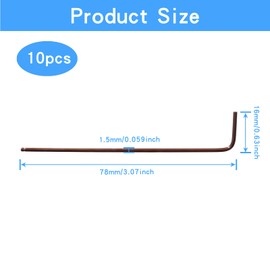 Auvotuis 1.5mm Hex Key Wrench, 10Pcs Allen Key Set, L Shaped, Hexagon Head Replacement, Small Hex Wrench for Bike, Furniture