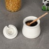 LEETOYI Honey Jar with Lid and Honey Dipper,Ceramic Honey pot,12oz