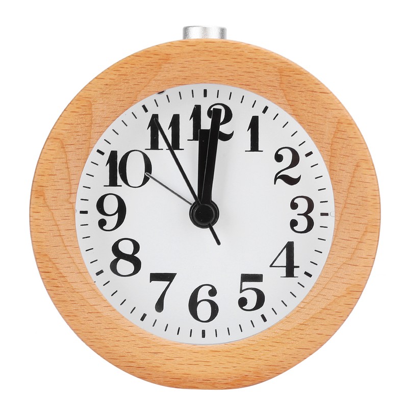 Beech Wooden Mute Silent Alarm Clock No Ticking for Home