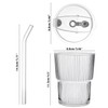 13oz/400ML Glass Tumbler with Straw and Lid Ribbed Vertical Ice