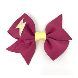 Burgundy Hair Clip with Gold Glitter Lightening Bolt Lightening Strike Hair Accessory