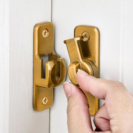 INIRET 2 Packs Enhanced Security Flip Latch Lock - Heavy-Duty 90/180 Degree Sliding and Swing Door Latch for Barns, Gates, and More (Brass)