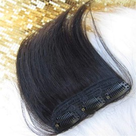 Remeehi Men's Wig, With Bangs, Hair Extensions, Men's, Partial Wig, Human Hair Wig, Soft and Loose, Straight, Wig, Stealth Extensions, Cool, Refreshing, Natural Black, 3 Clips