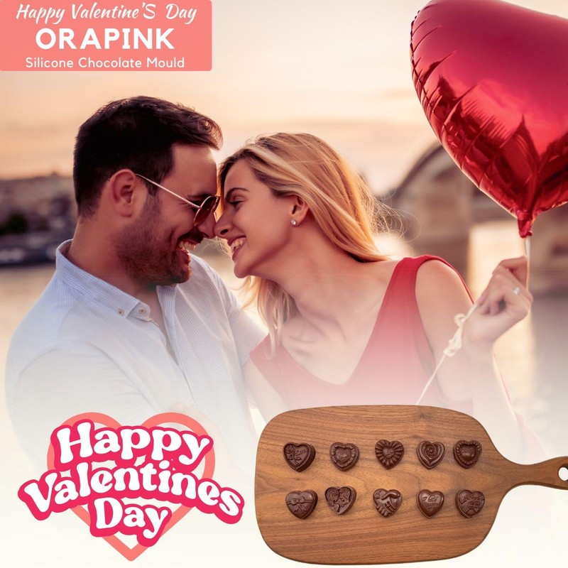 1 Piece Silicone Chocolate Molds Heart Shape with Different Pattern