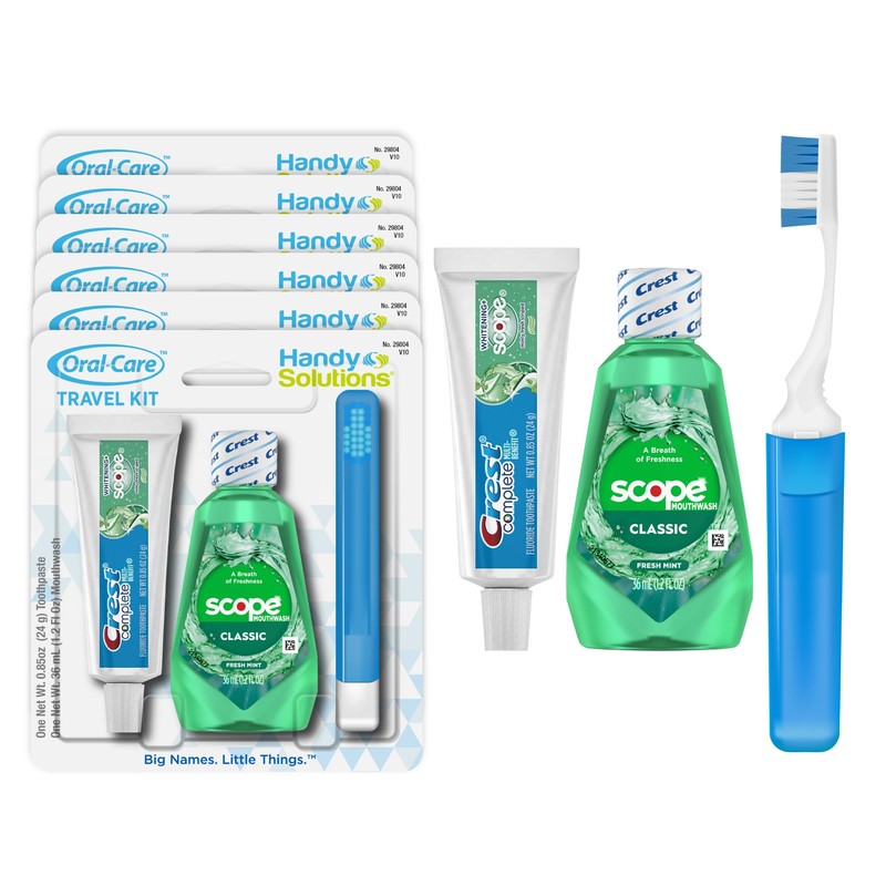 Handy Solutions Oral Care 3-Piece Travel Size Set w/Mouthwash, Toothpaste,