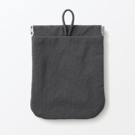 MUJI Wrinkle Nylon One-Handed Flat Pouch - Dark Gray S Approx. 4.9 x 4.1 in 84473890