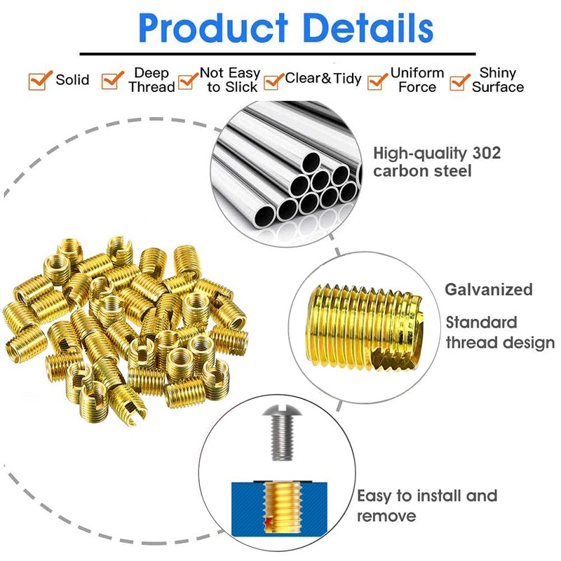 Thread Repair Kit Self-Tapping Thread Inserts M4 24 Pieces