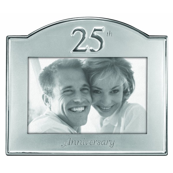 Malden International Designs 25th Anniversary Metal Picture Frame, 4x6, Silver
