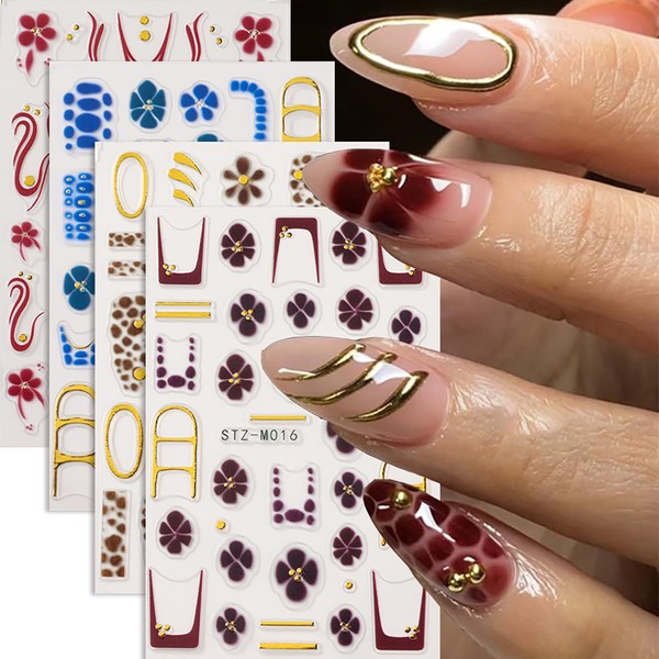 Fall Nail Art Stickers Decals Leopard Nail Decals 4PCS 3D