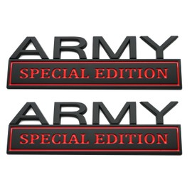 2pack Big Army Special Edition Emblems, Army Car Emblem 3D Badge Decal Car Truck Replacement Compatible with Universal Vehicle, Truck, SUV, Army Decal Sticker Strong Adhesive 7 inch Long (Black Red)