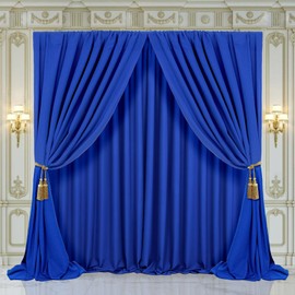 ShinyBeauty 5ft x 7ft Royal Blue Backdrop Curtains | 2 Panels Wrinkle-Free for Baby Show, Wedding Photography, and Bridal Shower Party