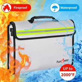 Fireproof Waterproof Money Document Bag - Large Fireproof Safe Box with Wallet Protector, Fire & Water Resistant Storage Organizer Pouch for A4 Documents Holder,File,Jewelry,Passport,Laptop (Gray)