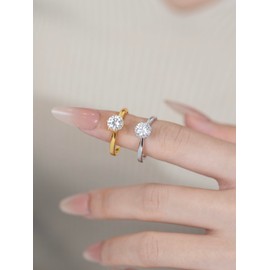 CACESTONE 1ct Moissanite Ring For Women, D Color VVS1 Round Solitaire Moissanite, Engagement Proposal Promise Ring, Anniversary Luxurious Bridal Gift, Size 7