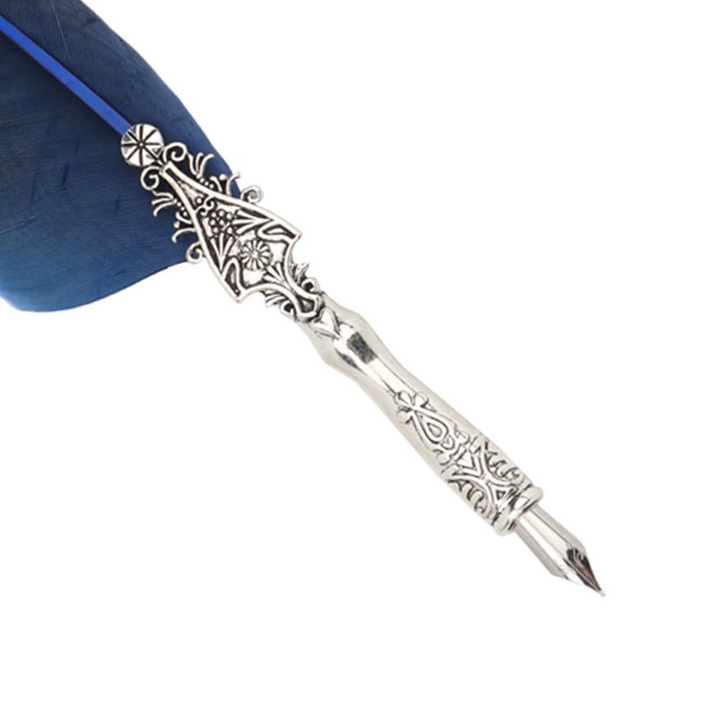 Vintage Retro Feather Dip Pen Alloy Nibs Calligraphy Writing Pen