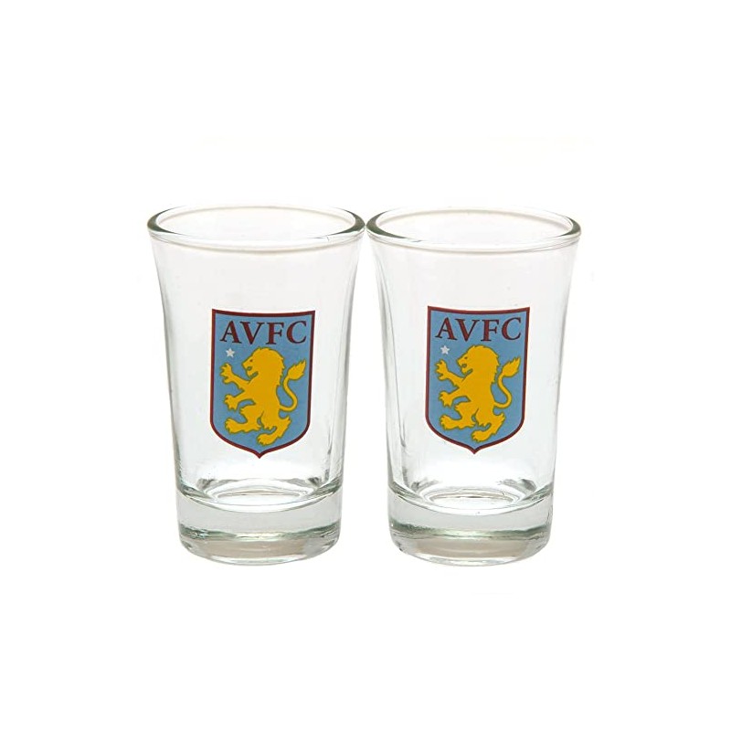 Aston Villa FC Aston Villa Two Pack Shot Glasses, Multicoloured,