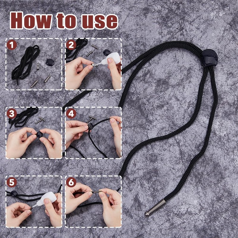 SUPERFINDINGS 12-Piece Bolo Ties Making Set Including 4 Strands Round