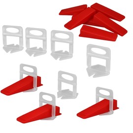 Tile Leveling System Kit 100 Reusable Tile Wedges with 300 2.0mm Tile Spacer Clips Professional Tiling Precision Leveling Spacing and Alignment Solution