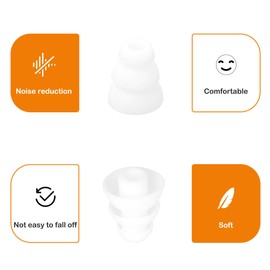 uxcell 10 Pcs Soft Silicone Earbuds, Replacement Earbud Tips Fit 5mm Earplugs with 3 Flange Noise Cancelling Triple Flange Ear Cushion Earpads for in-Ear Earphones, White