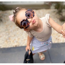 ADEWU Sunglasses for Kids Round Flower Cute Glasses UV 400 Protection Children Girl Boy Gifts (Tortoise shell)