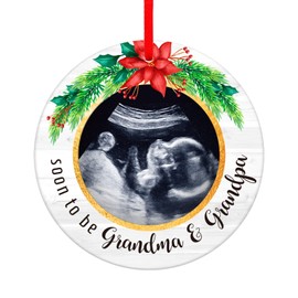 WhatSign Ultrasound Picture Frames Bump's First Christmas Ornament 2023 Soon to Be Grandma Grandpa Sonogram Photo Frame Ornament New Grandparents First time Grandparents Christmas tree Ornaments Gifts