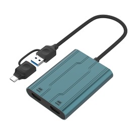 USB C to HDMI Adapter Dual 4K 60HZ, USB 3.0 to Dual Monitor Adapter Ultra HD, Built-in DL6950 Chip, Extend Screen to Multiple Monitor TV Compatible with Windows,Mac OS,Android,Chrome OS