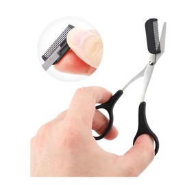 OHEETU 3Pcs Black Professional Stainless Steel Eyebrow Kit Eyebrow Trimming Scissors with Comb Hair Removal Tweezers Folding Brow Scraper Makeup Beauty Accessories for Men and Women