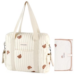 GOBABYMART Bolsa de pañales, bolsa de maternidad, bolsa de pañales de viaje, bolsa multifunción para bebés, bolsas de pañales para bebés, bolsa de mensajero, Mediano - Osos