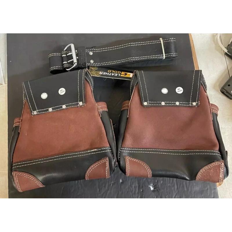 LEATHER GOLD Genuine Finished Leather Framer’s Adjustable Rig Tool Belt