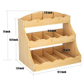 NUTUNI Bamboo Tea Bag Organizer 3-Tier Tea Bag Holder Stores Over 240 Tea Bag...