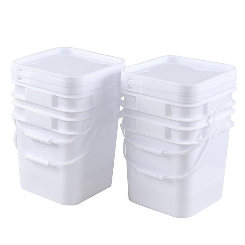 Wekioger 3 Gallon Plastic Bucket Pail with Seal Lid, 4-Pack